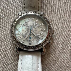 JBW JB-6210L-Q Victory White Leather Diamond Chronograph Women's Watch
